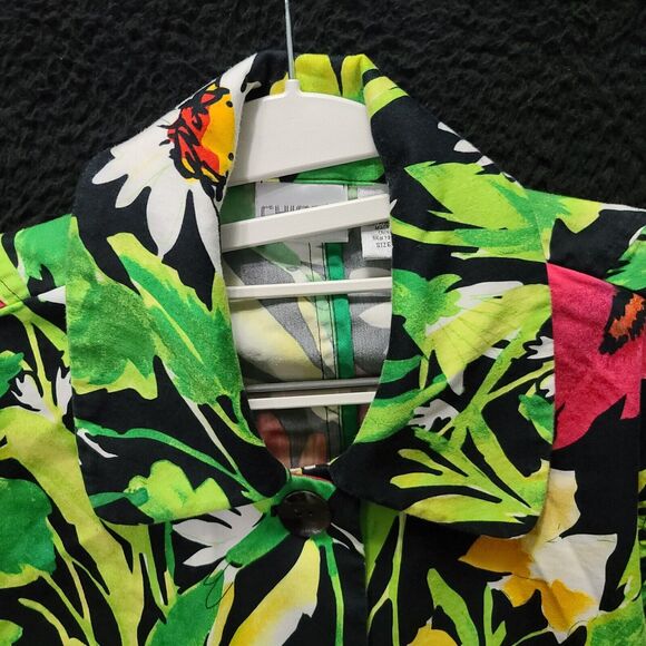 Chico s Womens Blazer Multi-Color Size 2 Cotton Blend Button Up Floral Design - Picture 9 of 12
